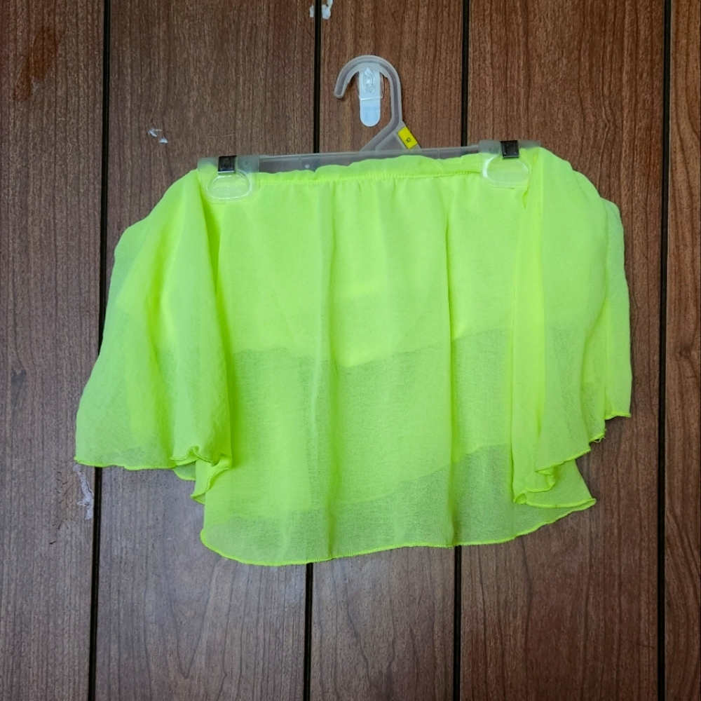 Strapless Neon Yellow Shear Crop Top Size Large